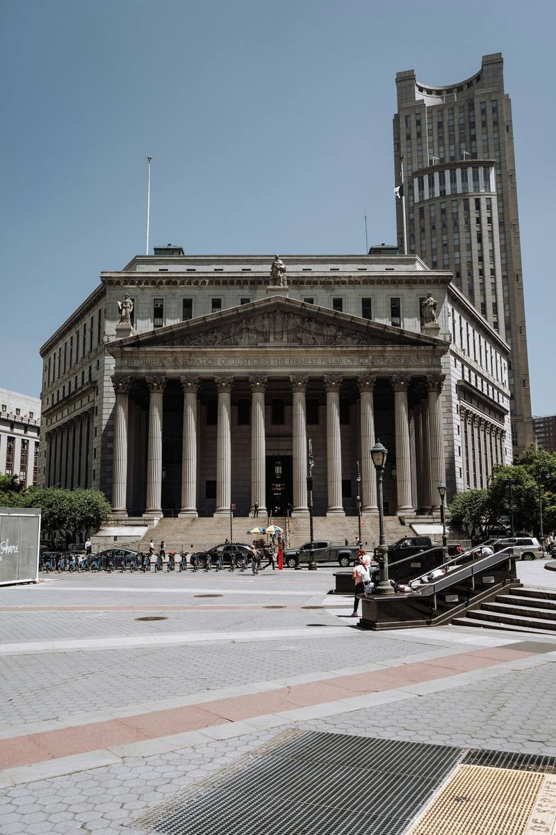 The New York County courthouse with its columned portico